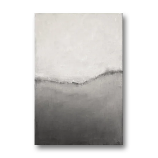 Modern Black and White Abstract Feathered Grey Seam - Canvas Wall Art - Front