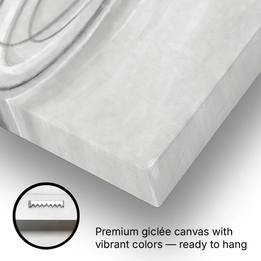 Modern Black White and Grey Abstract Ripple Rings - Canvas Wall Art - Gallery Wrap Corner