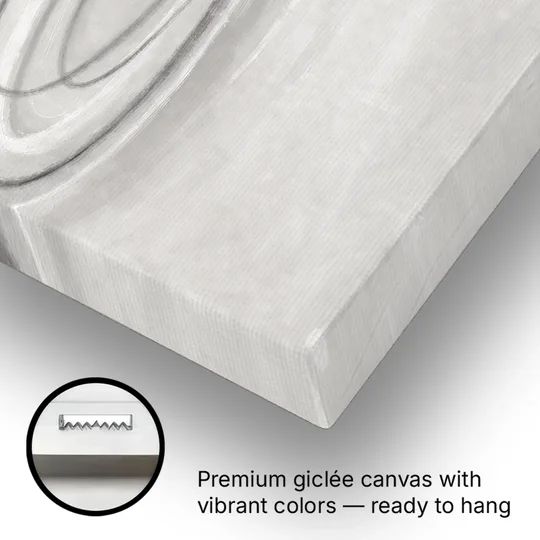Modern Black White and Grey Abstract Ripple Rings - Canvas Wall Art - Gallery Wrap Corner