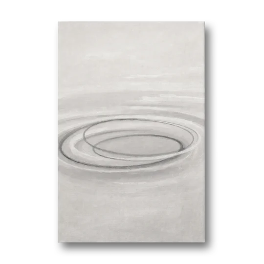 Modern Black White and Grey Abstract Ripple Rings - Canvas Wall Art - Front