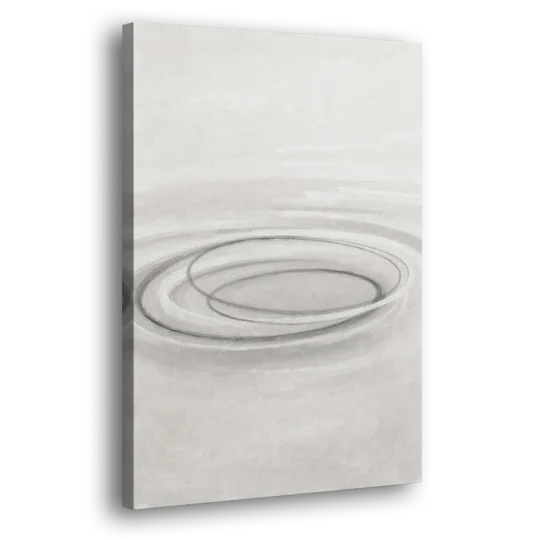 Modern Black White and Grey Abstract Ripple Rings - Canvas Wall Art - Side