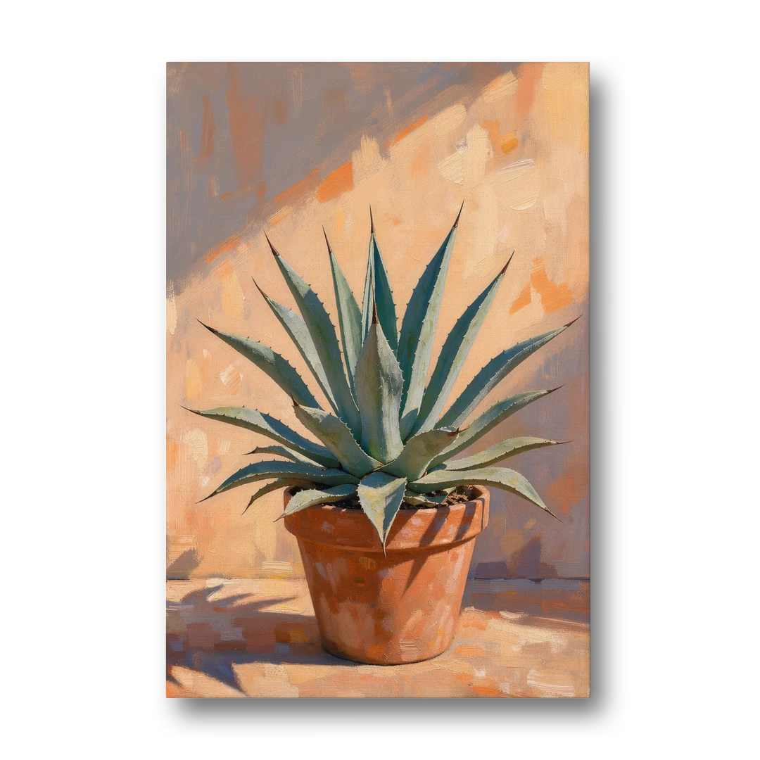 Modern Blue Agave Plant in Afternoon Sun - Canvas Wall Art - Front