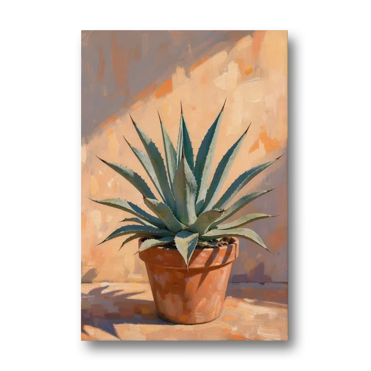 Modern Blue Agave Plant in Afternoon Sun - Canvas Wall Art - Front