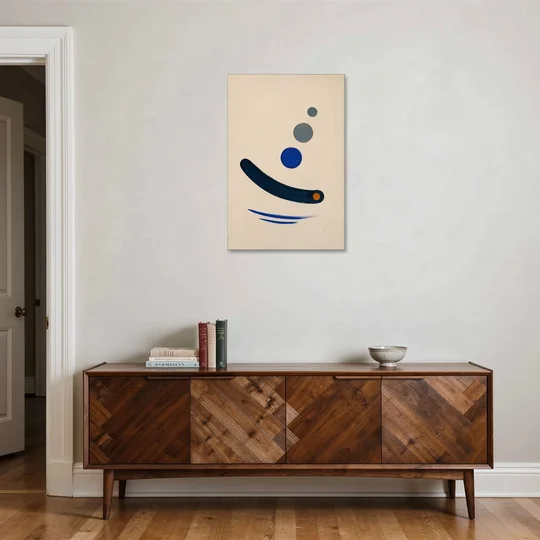 Modern Blue Wall Art with a Navy Boomerang - Canvas Wall Art - Coffee Table - 24x36