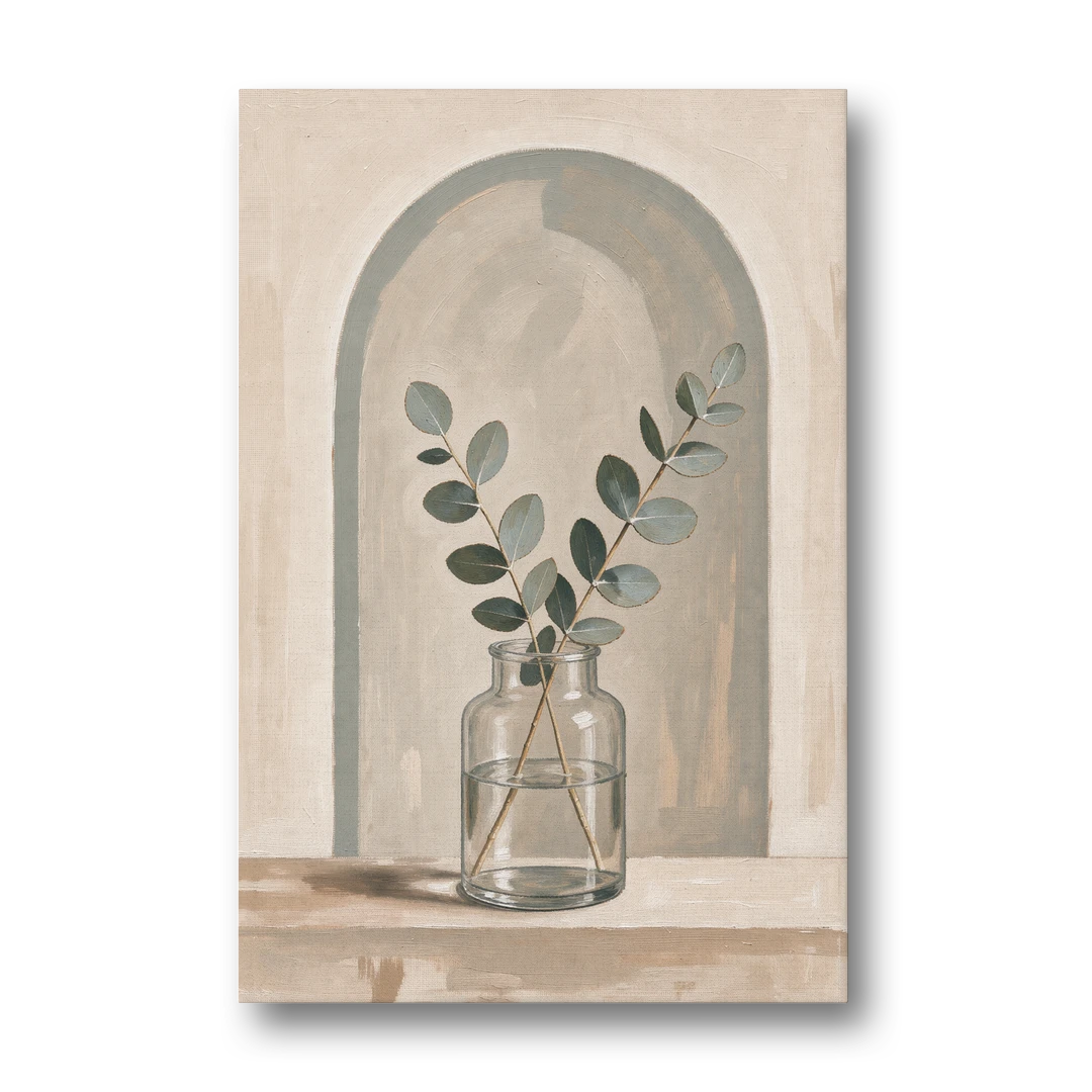 Modern Botanical Prints Eucalyptus Sprig Under an Arch - Canvas Wall Art - Front