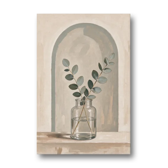 Modern Botanical Prints Eucalyptus Sprig Under an Arch - Canvas Wall Art - Front