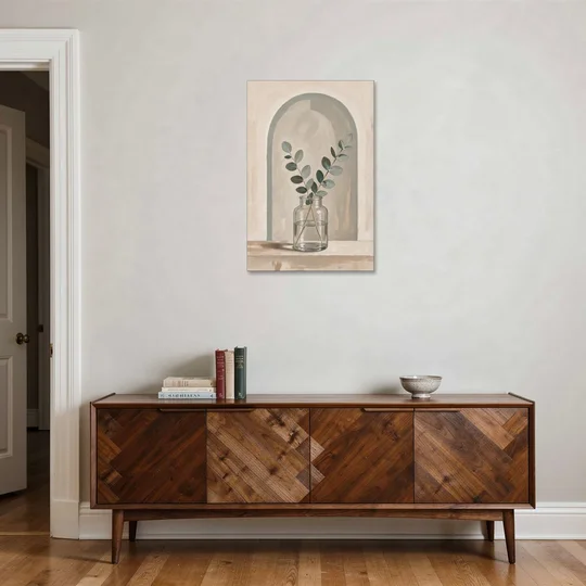 Modern Botanical Prints Eucalyptus Sprig Under an Arch - Canvas Wall Art - Coffee Table - 24x36