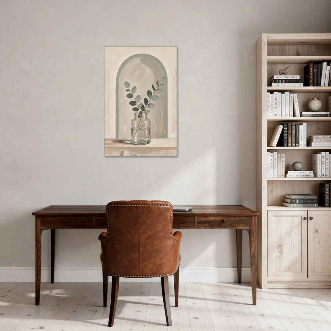 Modern Botanical Prints Eucalyptus Sprig Under an Arch - Canvas Wall Art - Office - 24x36