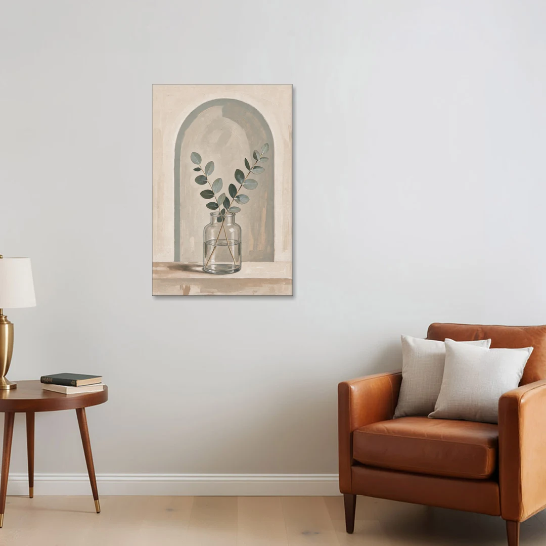 Modern Botanical Prints Eucalyptus Sprig Under an Arch - Canvas Wall Art - Sofa - 24x36