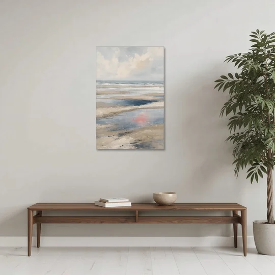 Modern Coastal Low Tide Sky Reflections - Canvas Wall Art - Coffee Table - 24x36