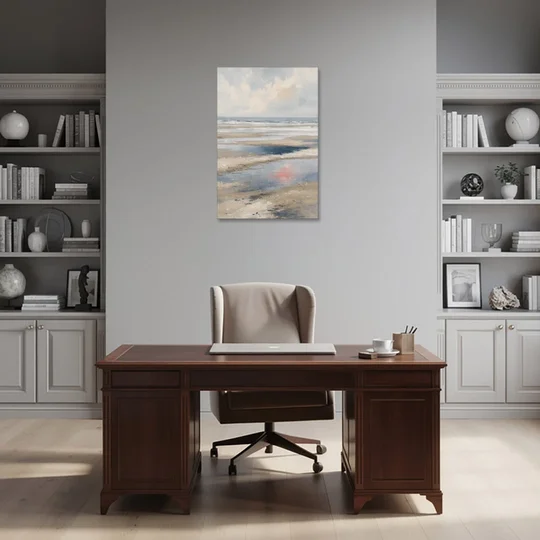 Modern Coastal Low Tide Sky Reflections - Canvas Wall Art - Office - 24x36