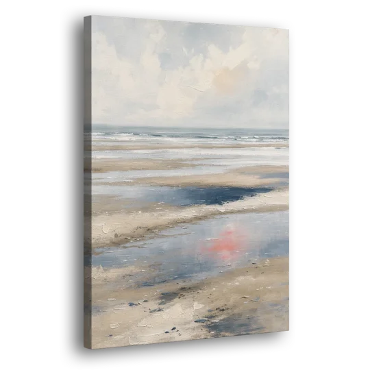 Modern Coastal Low Tide Sky Reflections - Canvas Wall Art - Side