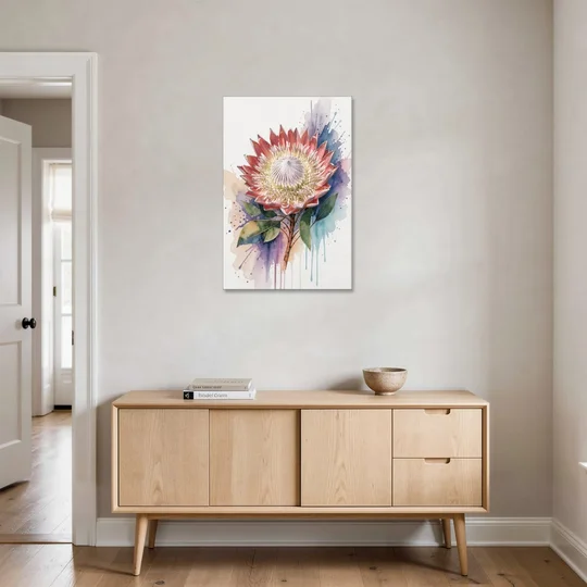 Modern Floral King Protea Crown - Canvas Wall Art - Coffee Table - 24x36