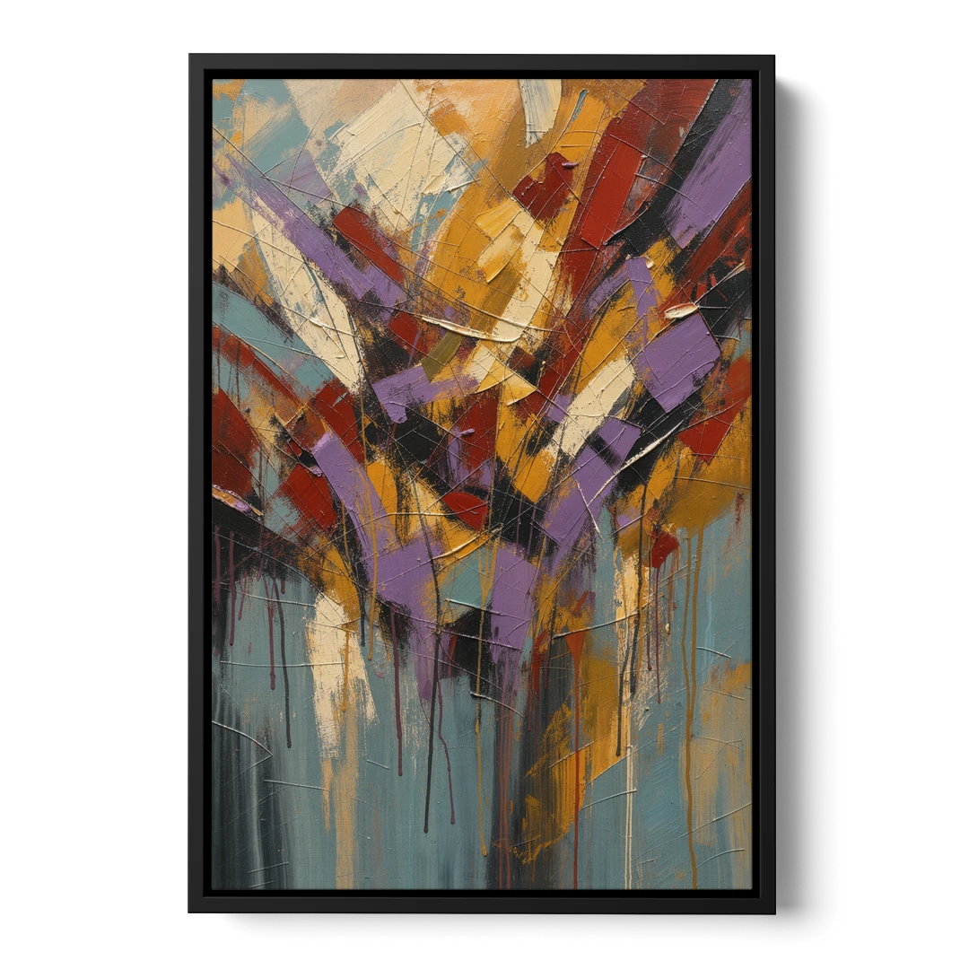 Modern Jewel Tone Abstract Violet Thicket - Black Framed Canvas Wall Art - Front