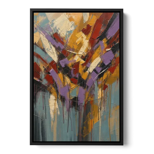 Modern Jewel Tone Abstract Violet Thicket - Black Framed Canvas Wall Art - Front