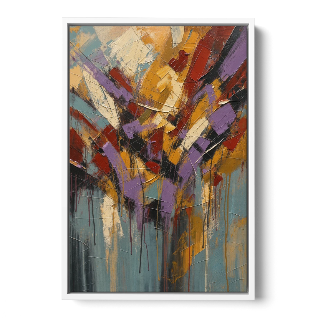 Modern Jewel Tone Abstract Violet Thicket - White Framed Canvas Wall Art - Front