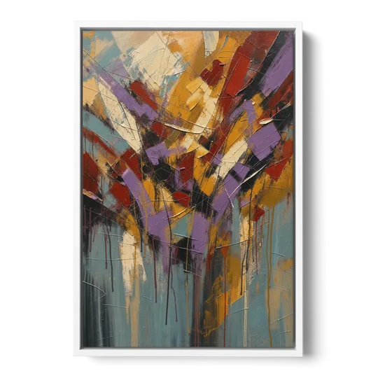 Modern Jewel Tone Abstract Violet Thicket - White Framed Canvas Wall Art - Front