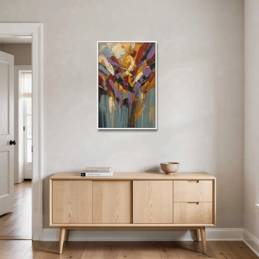 Modern Jewel Tone Abstract Violet Thicket - White Framed Canvas Wall Art - Coffee Table - 24x36