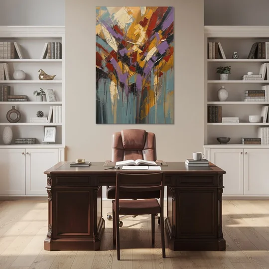 Modern Jewel Tone Abstract Violet Thicket - Canvas Wall Art - Office - 40x60