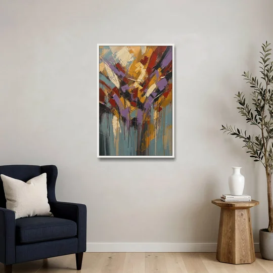 Modern Jewel Tone Abstract Violet Thicket - White Framed Canvas Wall Art - Sofa - 24x36