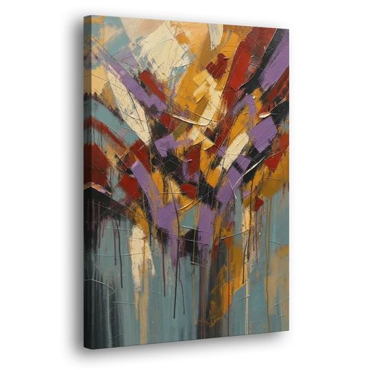 Modern Jewel Tone Abstract Violet Thicket - Canvas Wall Art - Side