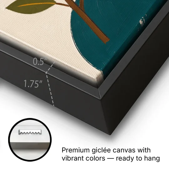 Modern Living Room Wall Art with Blossoming Branch - Black Framed Canvas Wall Art - Gallery Wrap Corner