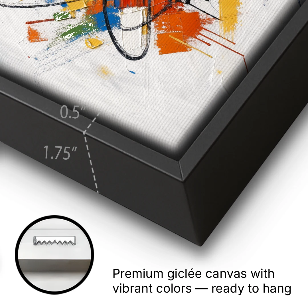 Modern Looping Color Dabs for the Living Room - Black Framed Canvas Wall Art - Gallery Wrap Corner