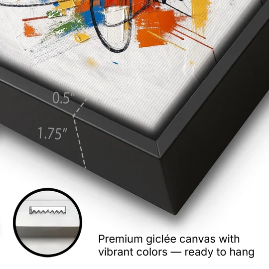 Modern Looping Color Dabs for the Living Room - Black Framed Canvas Wall Art - Gallery Wrap Corner