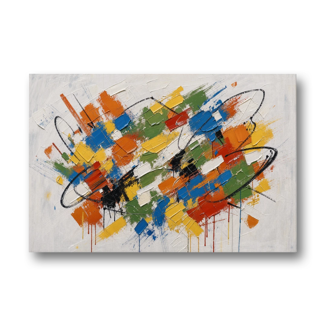 Modern Looping Color Dabs for the Living Room - Canvas Wall Art - Front