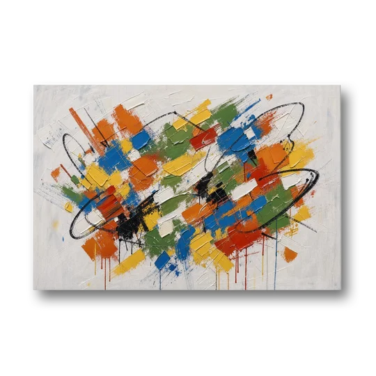 Modern Looping Color Dabs for the Living Room - Canvas Wall Art - Front