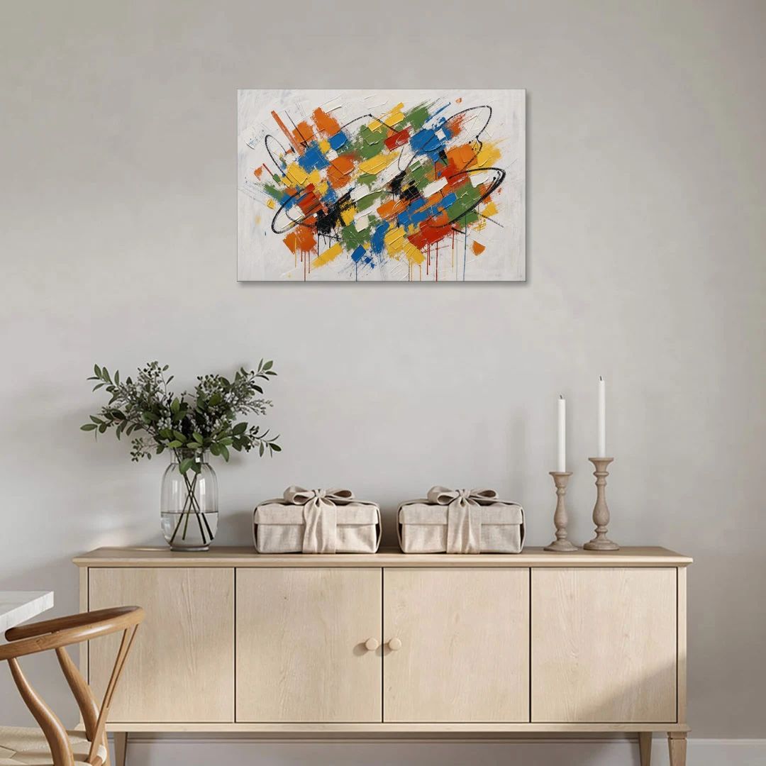 Modern Looping Color Dabs for the Living Room - Canvas Wall Art - Coffee Table - 36x24