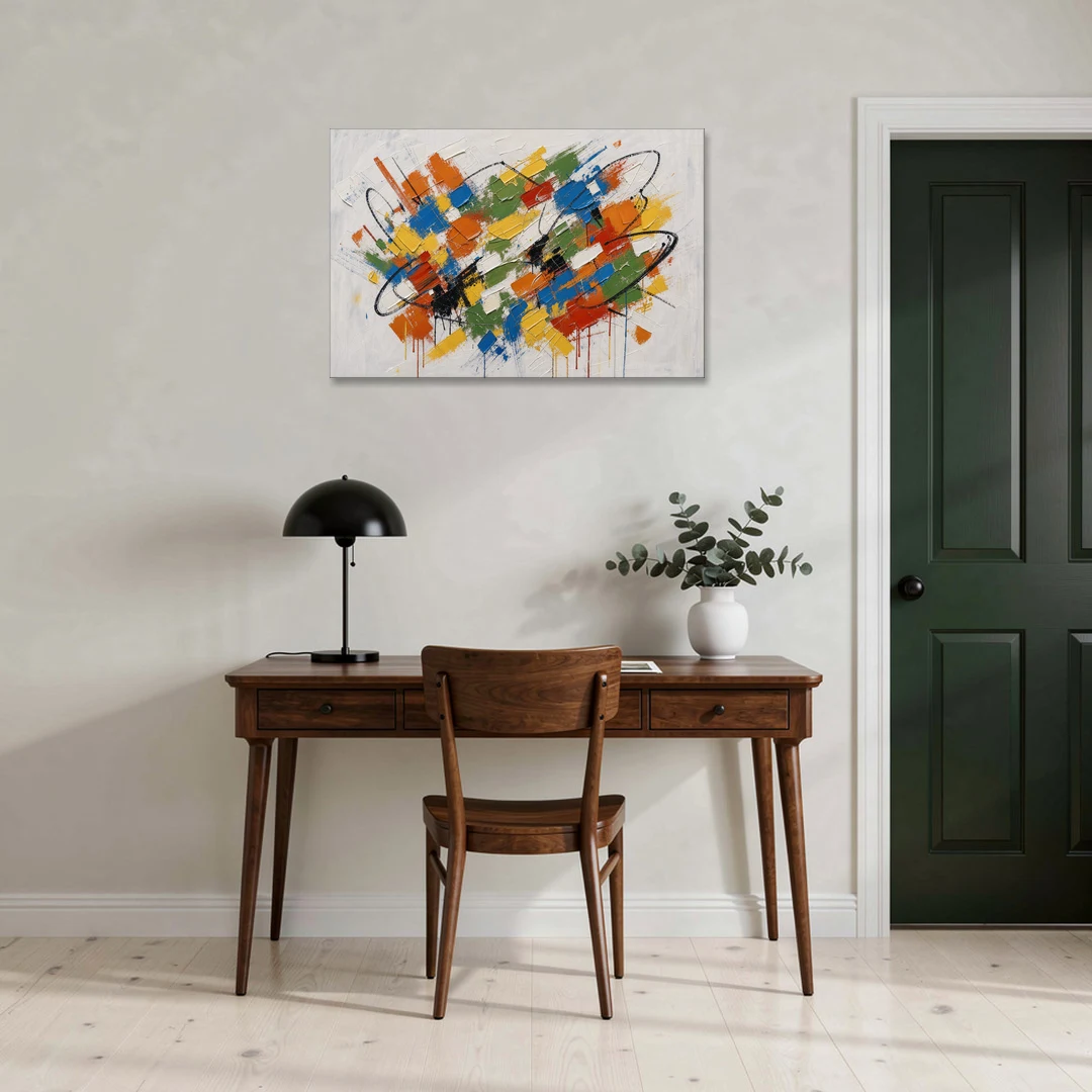 Modern Looping Color Dabs for the Living Room - Canvas Wall Art - Office - 36x24