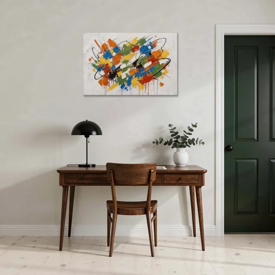 Modern Looping Color Dabs for the Living Room - Canvas Wall Art - Office - 36x24
