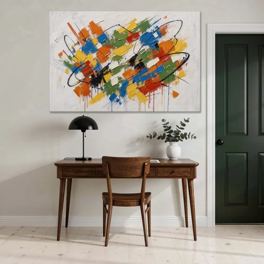 Modern Looping Color Dabs for the Living Room - Canvas Wall Art - Office - 60x40