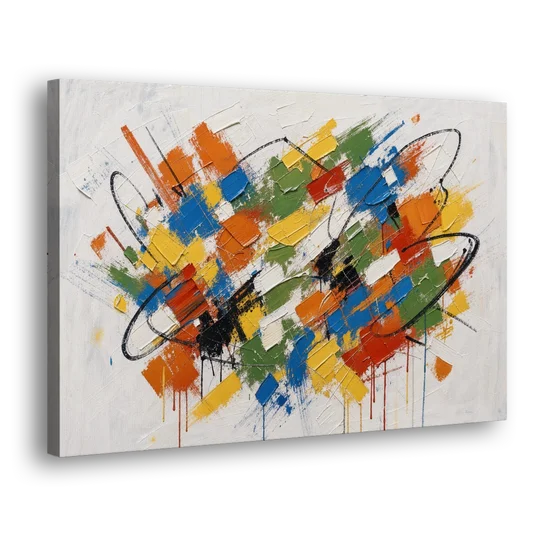 Modern Looping Color Dabs for the Living Room - Canvas Wall Art - Side