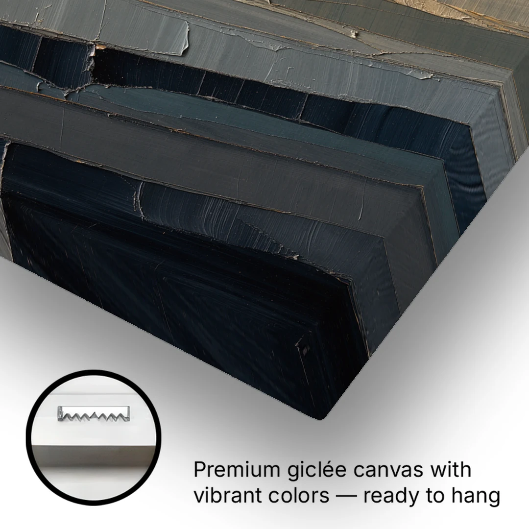 Modern Masculine Charcoal Gray Cliff with Ochre Ledge - Canvas Wall Art - Gallery Wrap Corner