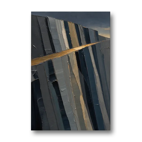 Modern Masculine Charcoal Gray Cliff with Ochre Ledge - Canvas Wall Art - Front