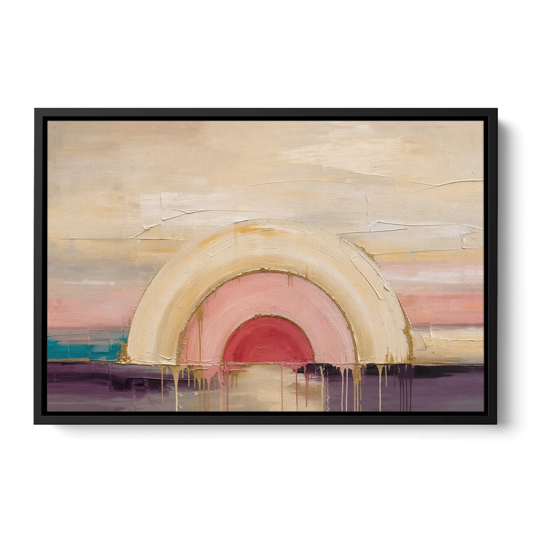 Modern Neutral Nested Blush Arches - Black Framed Canvas Wall Art - Front