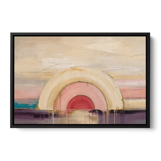 Modern Neutral Nested Blush Arches - Black Framed Canvas Wall Art - Front