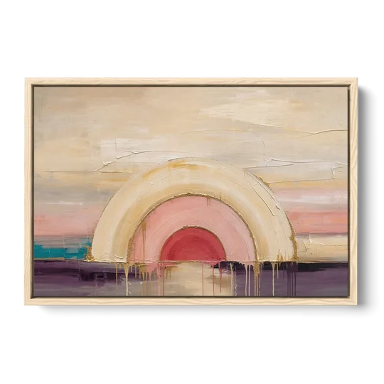 Modern Neutral Nested Blush Arches - Oak Framed Canvas Wall Art - Front