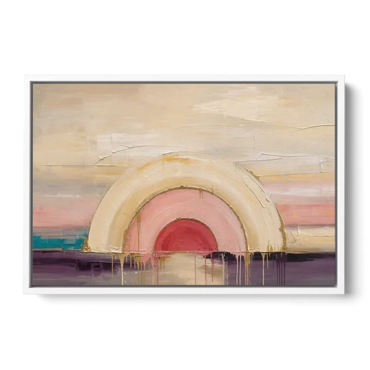 Modern Neutral Nested Blush Arches - White Framed Canvas Wall Art - Front
