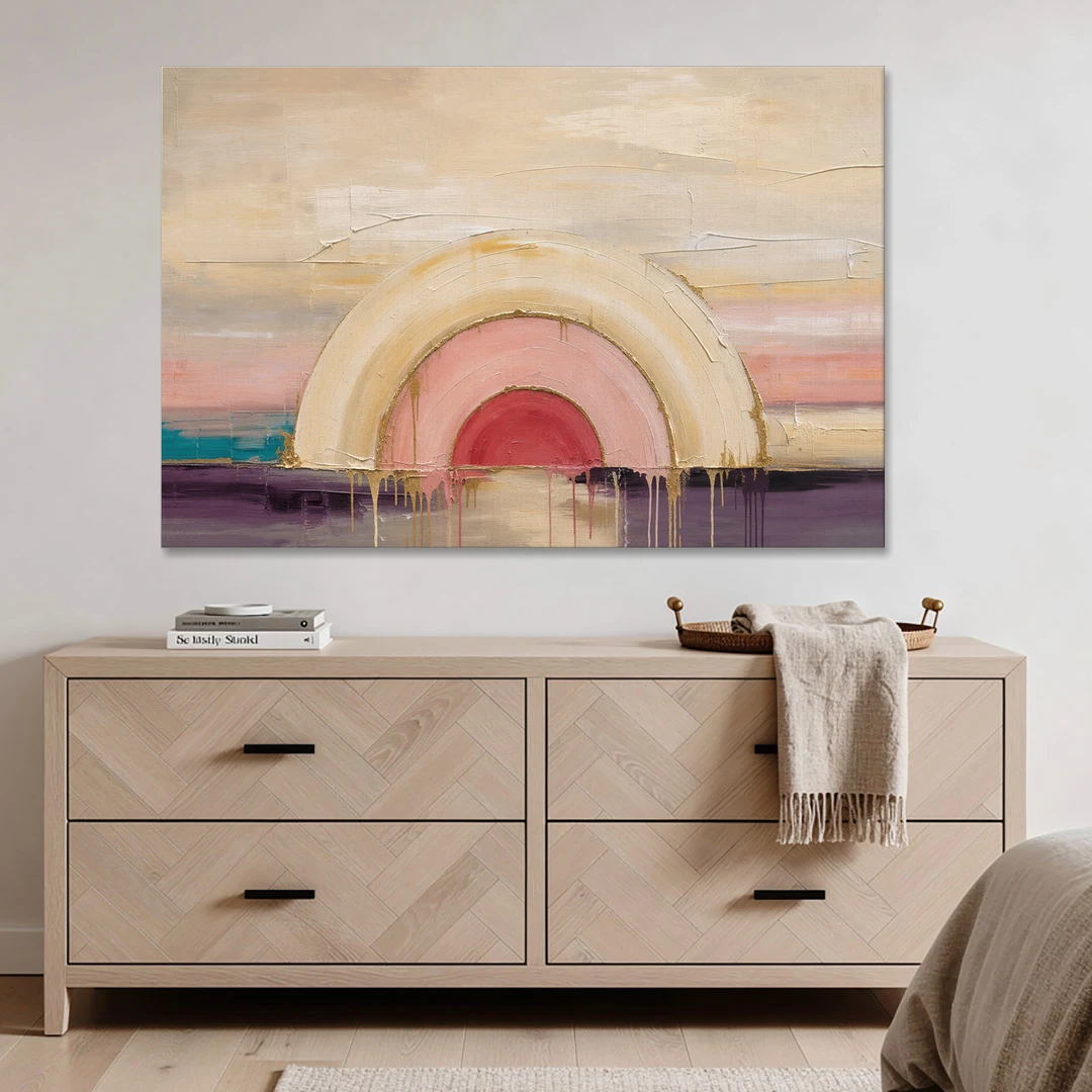 Modern Neutral Nested Blush Arches - Canvas Wall Art - Coffee Table - 60x40