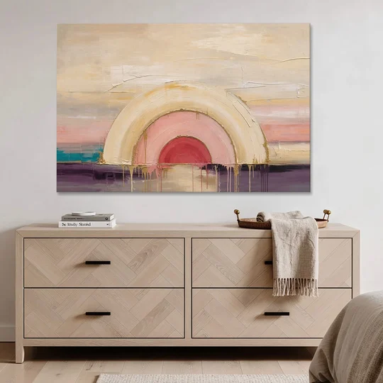 Modern Neutral Nested Blush Arches - Canvas Wall Art - Coffee Table - 60x40