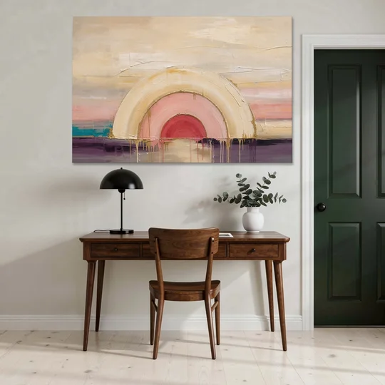Modern Neutral Nested Blush Arches - Canvas Wall Art - Office - 60x40