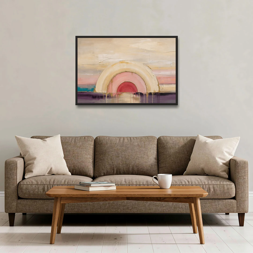 Modern Neutral Nested Blush Arches - Black Framed Canvas Wall Art - Sofa - 36x24