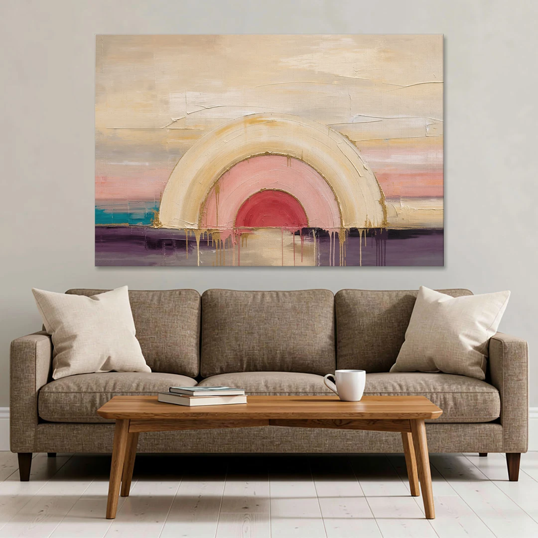 Modern Neutral Nested Blush Arches - Canvas Wall Art - Sofa - 60x40