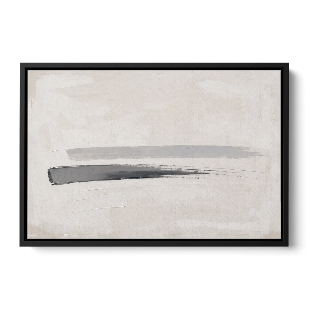 Modern Office Wall Decor with One Graphite Stroke - Black Framed Canvas Wall Art - Front