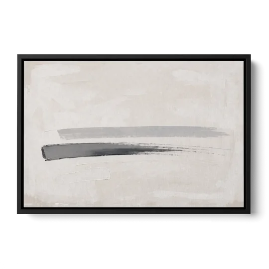 Modern Office Wall Decor with One Graphite Stroke - Black Framed Canvas Wall Art - Front
