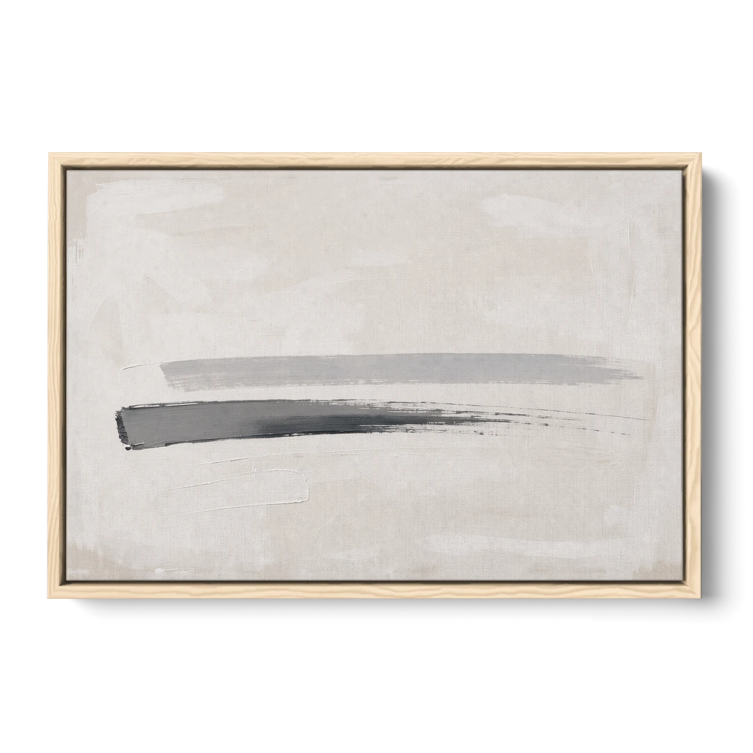 Modern Office Wall Decor with One Graphite Stroke - Oak Framed Canvas Wall Art - Front