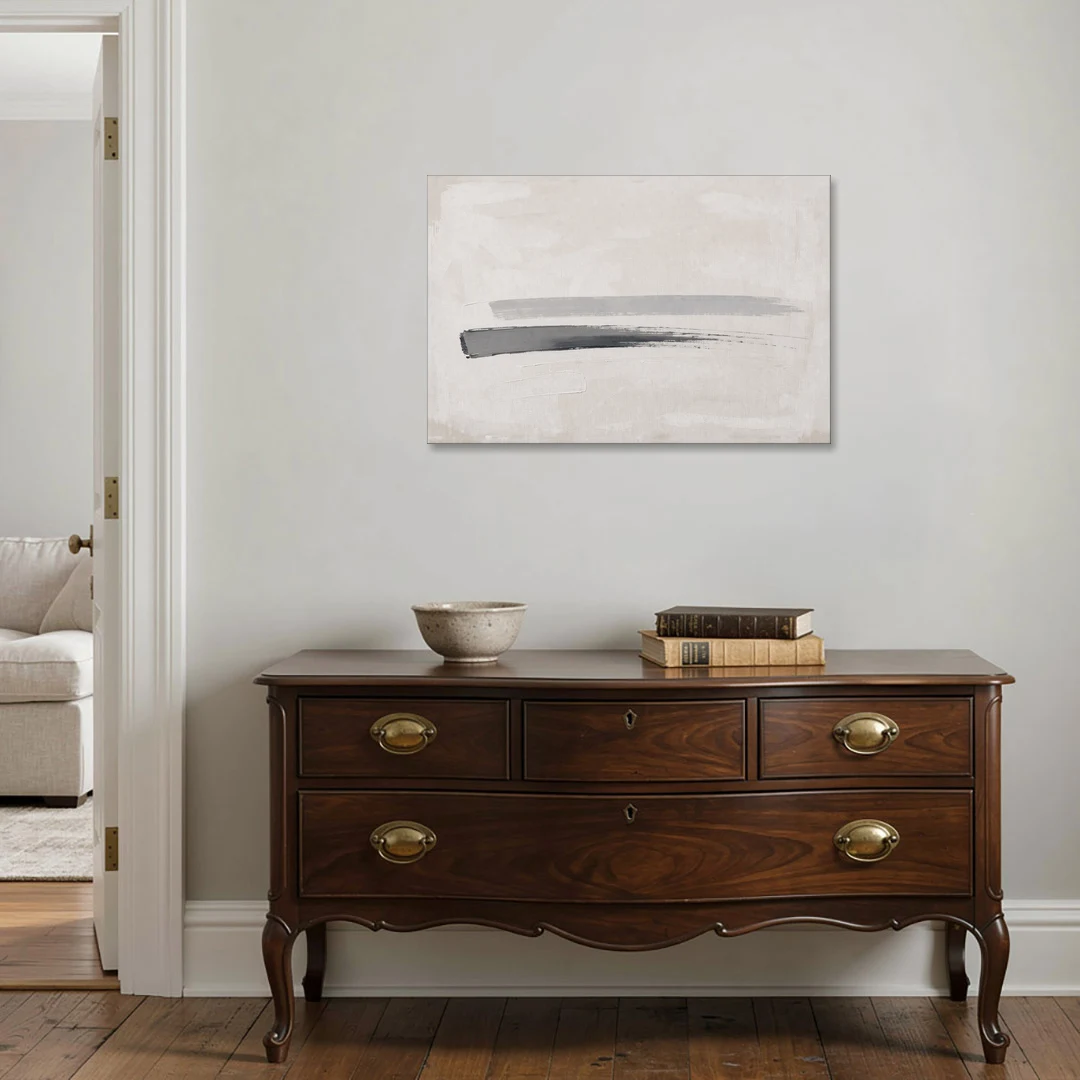 Modern Office Wall Decor with One Graphite Stroke - Canvas Wall Art - Coffee Table - 36x24